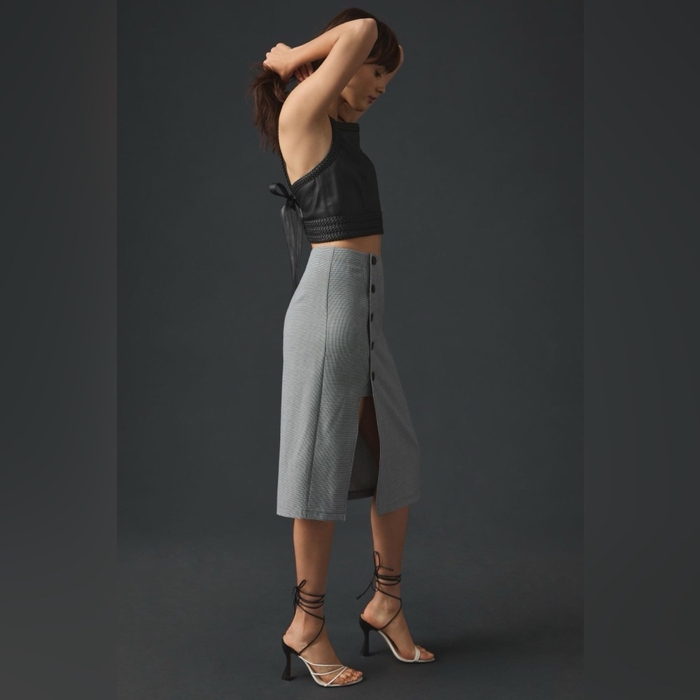 Anthropologie X Mare Mare Asymmetrical Button-down Midi Skirt Side Slit Size XS - Picture 2 of 10